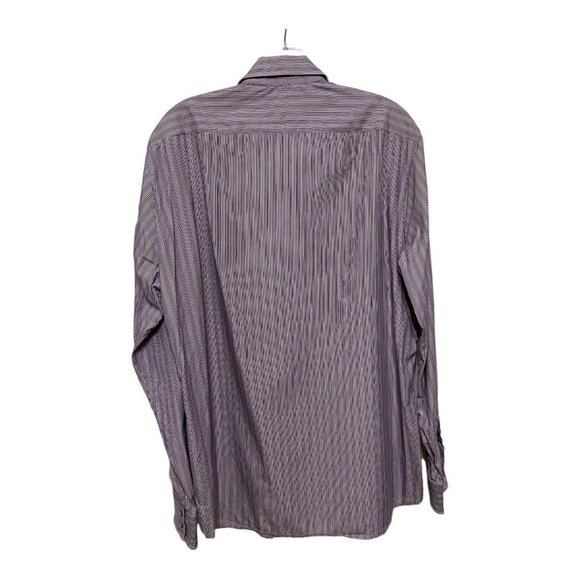 Hugo Boss Purple Grey Striped Long Sleeve Button Down Shirt - Picture 3 of 7